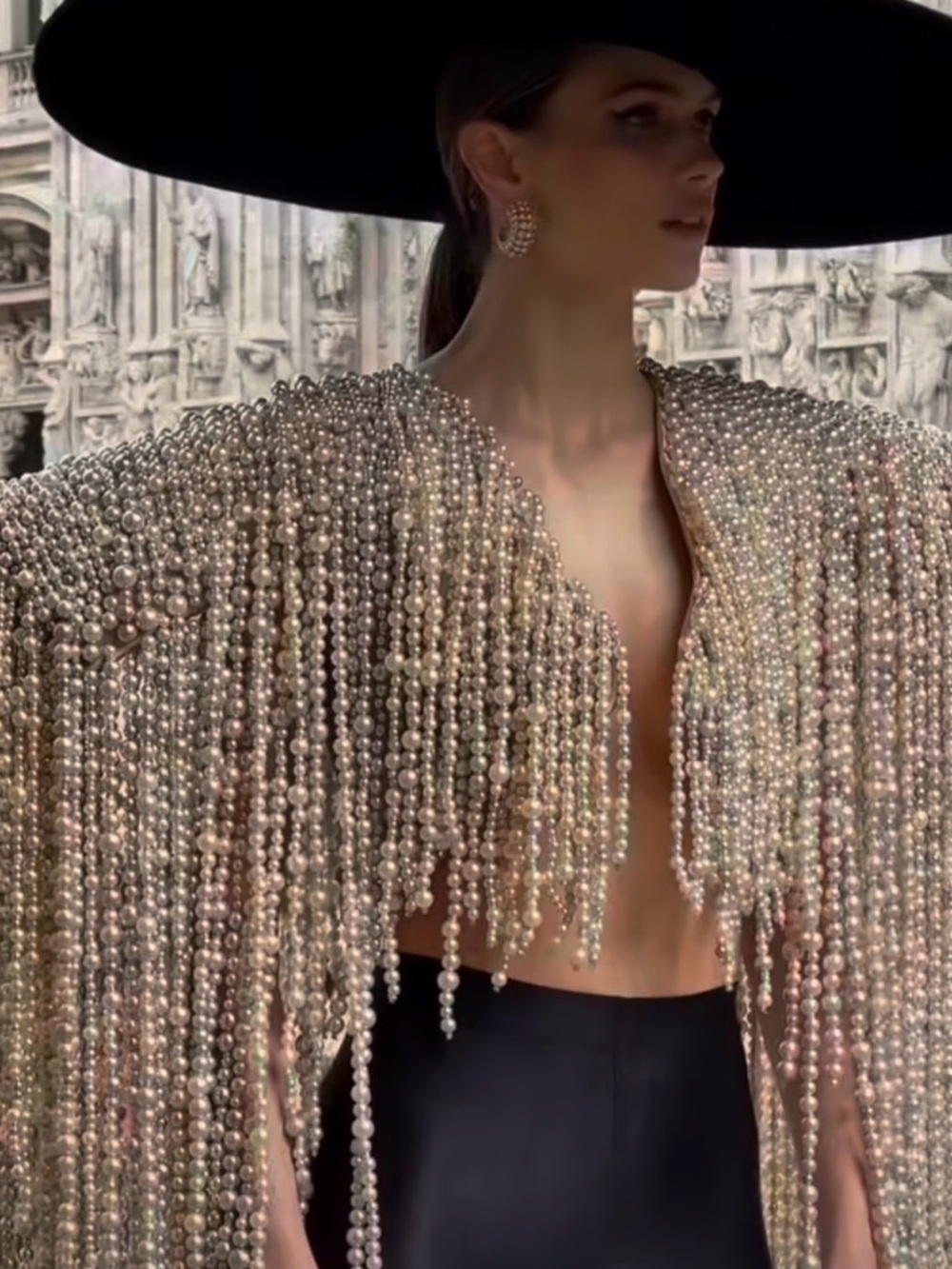 Albina Dyla Beaded Pearl Jacket (Pageant, Wedding, Prom, Formal)